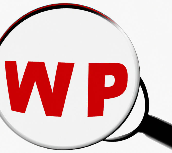 Stop WP Search icon: image of red WP letters under magnifying glass