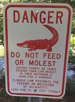 do not feed or molest the alligators